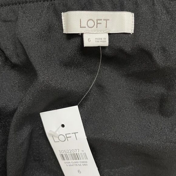 LOFT Skirt Womens 6 Black Velvet Midi NEW Pull-On A-Line Stretch - Picture 5 of 6